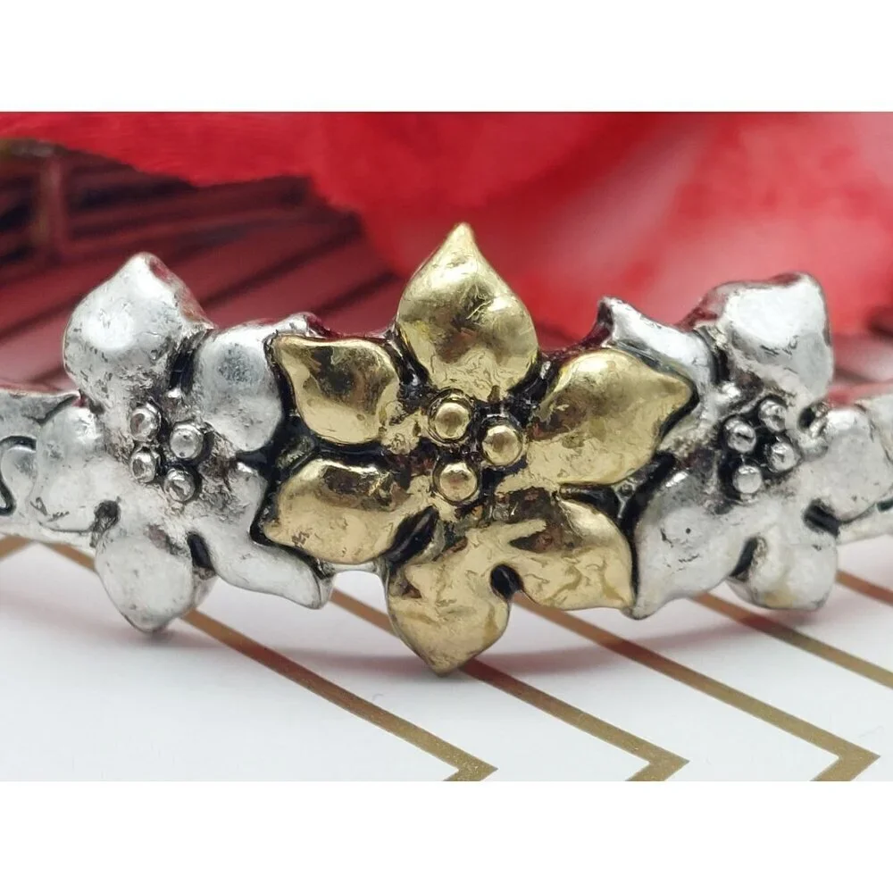 Tri Tone Friend Bracelet Stretch Silver Copper Gold Best Wishes